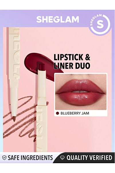 SHEGLAM GLAM 101 LIPSTICK & LINER DUO, dudak kalemi ve ruj kalem, 2in1