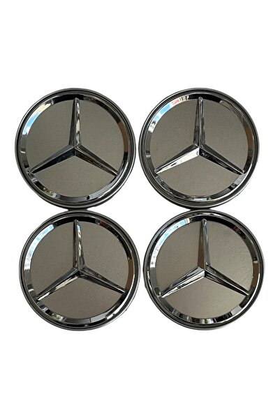KAPOTO Gümüş Mercedes Çelik Jant Kapağı Göbek Arması Takımı