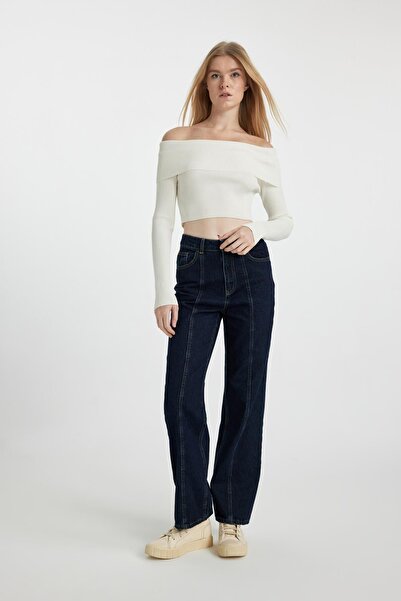 DeFacto Coool Slim Fit Slim Fit Open Shoulder Knitwear Sweater B6537Ax23Wn