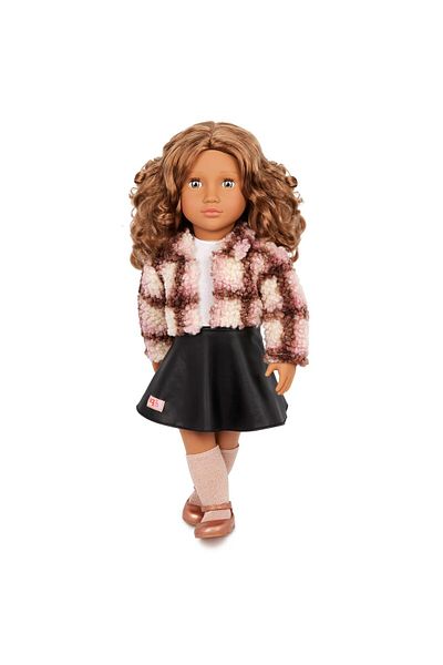 Our Generation Ana Doll with Plaid Shacket and Leatherette Skirt, Multicolor