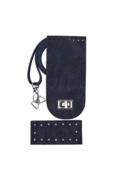 Ritzz 9CM Tabanlı Çanta Kapak Seti Suni Deri - Gümüş Aparat - Lacivert