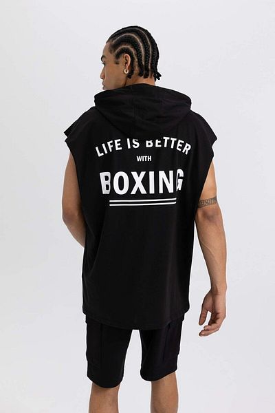 DeFacto Tricou sport cu glugă imprimat supradimensionat - A2237ax23sm