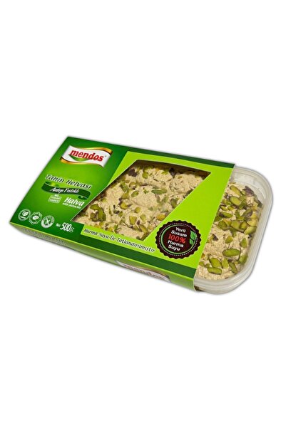 MENDOS Rafine Şeker Ilavesiz - Antep Fıstıklı Helva ( Yerli Fethiye Tahini - Hurma Suyu ) 500 gr