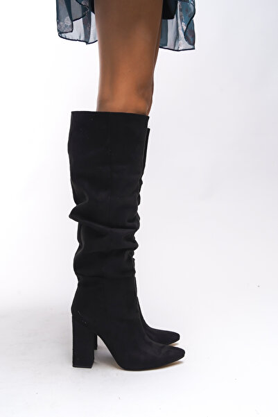 Riccon Issonesra Černé semišové dámské boty s klínem - 00121001