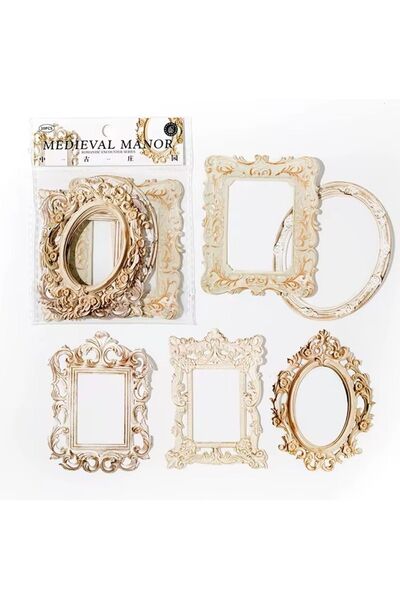 SF SCRAPBOOK KIRTASİYE مجموعة إطارات متوسطة الطول منقوشة عتيقة مكونة من 10 قط...