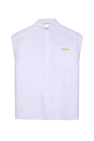 Quzu White Oversize Shirt - Backless and Sleeveless