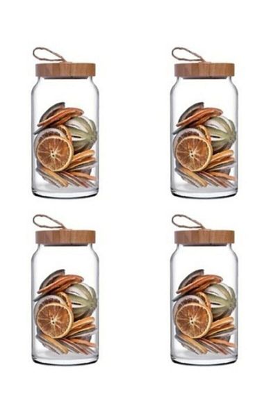 Paşabahçe Woody Bamboo Jar with Lid 1130cc 4 Pieces 43593 Fma05086