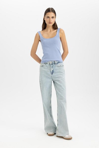 DeFacto Slim Fit U-Kragen gerippt Basic Athlete C0095ax24sm
