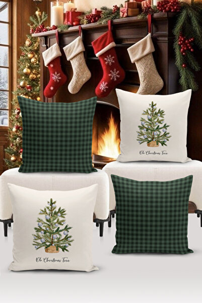Bertille Home Коледна серия - Комплект от 4 калъфки за възглавници с двустран...