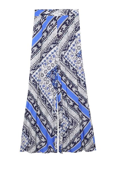 Quzu Pantaloni de damă cu picior lat cu model