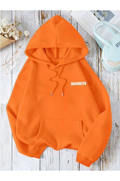 Revasser Unisex Γυναικεία/Ανδρικά BROOKLYN Πολύχρωμη ειδική στάμπα βαμβακερή φούτερ με κουκούλα