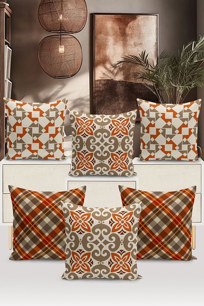 Bertille Home Σετ 6 Καλύμματα Μαξιλαριού Ριχτάρι - Διπλής Όψης, Ψηφιακή Εκτύπωση, Κλασική Σειρά