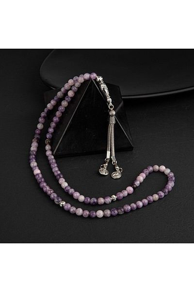 OSMANLI DOĞAL TAŞ Lepidolit piatră naturală Tasbih 99luk - 6mm