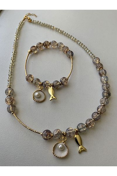 azra takı tasarım Handmade Short Necklace and Fish Tape, Wear Bracelet