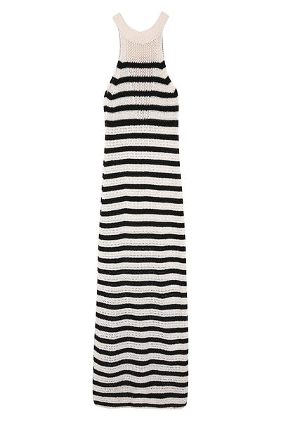 Quzu Rochie Lungă Tricotaje De Culoare Crem cu dungi