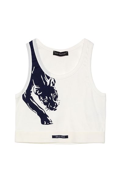 Quzu Navy Blue Patterned Halter Collar Crop Tank Top