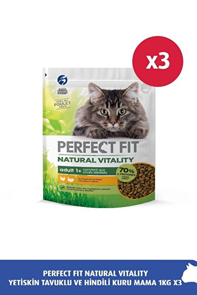 Perfect Fit Natural Vitality Yetişkin Tavuklu Ve Hindili Kedi Kuru Maması 1kg 3x