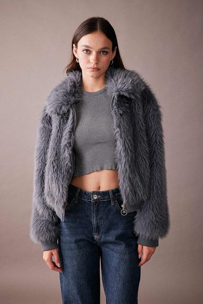 DeFacto Regular Fit Plush Faux Fur