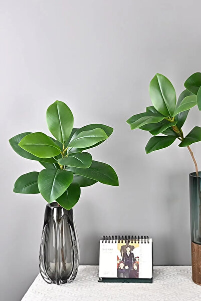 Yapay Çiçek Deposu Yapay Ağac Kauçuk Bitkisi Dalı 85 cm (Saksısız)