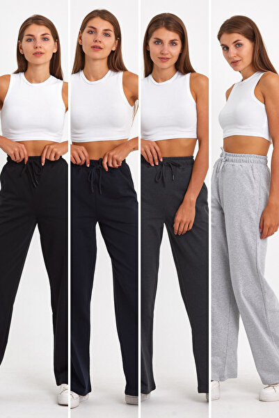 mmetalic بنطال رياضي نسائي أسود-أزرق كحلي-أنثراسايت-رمادي فضفاض وواسع ومريح ل...