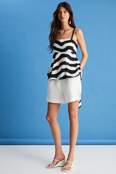 boneqa barcelona Ekru Keten Şort