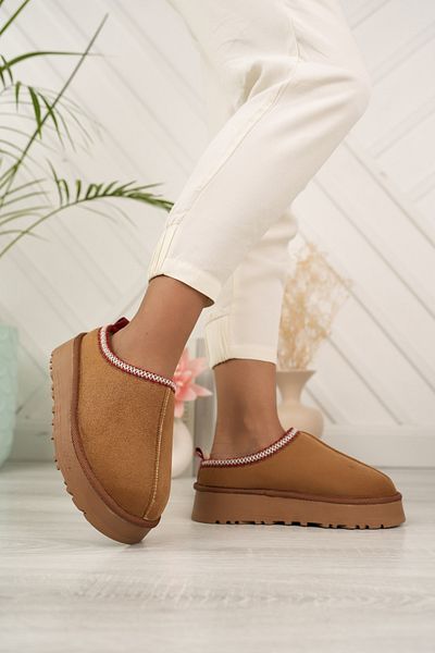 tusemmoda Γυναικείες γούνινες χειμερινές παντόφλες με ψηλή σόλα νέας σεζόν