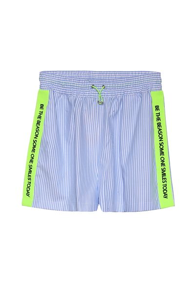 Quzu Pantaloni scurți cu slogan în dungi albastre