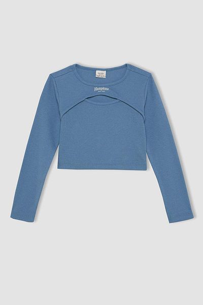 DeFacto Dívčí tričko s dlouhým rukávem Crew Neck - D2986a824au