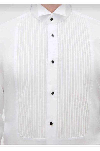 ADVANTE Cămașă albă slim fit - plisată, mâneci din satin, nasturi, guler pentru maestru