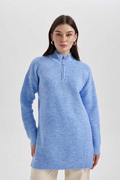 DeFacto Regular Fit stojáček na zip, límeček, svetr tunika B3468Ax23Wn