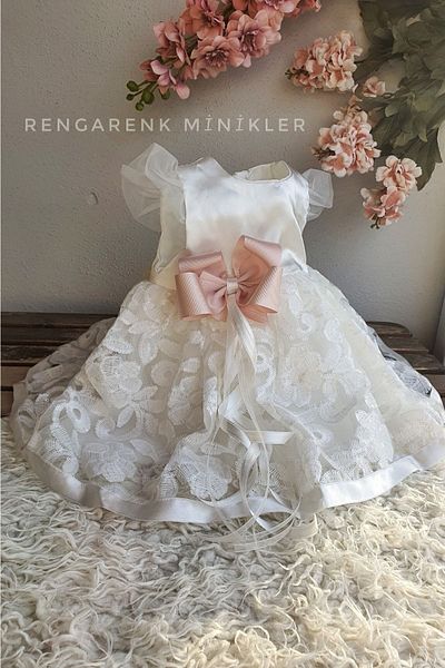 çiğdem kaya design Specially Designed Baby Girl Mevlüt Dress with Bow Detail and Lace Skirt