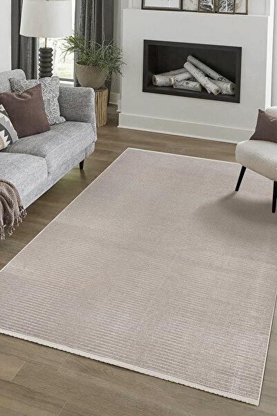 Colore Home Ada Kaymaz Taban Yıkanabilir Dokuma Bej Kilim Yolluk 404