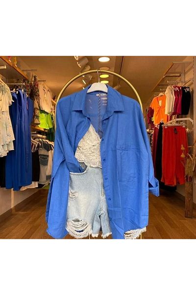 HC Boutique Голяма ленена риза - голям единичен джоб, нов модел