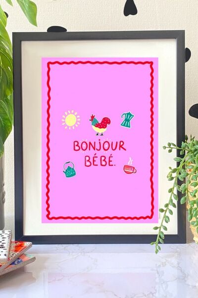 Hello Melody Design Εκτύπωση "BONJOUR BEBE" από την συλλογή Εκτυπώσεων - Με μ...