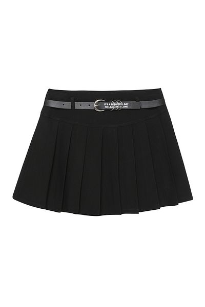 Quzu Fustă mini plisată cu curea, neagră