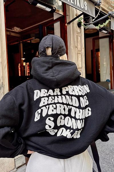 Swist Schwarzes Damen-Sweatshirt mit „Dear Person“-Rückendruck