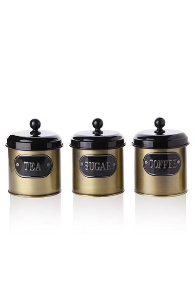 Bluem 10cm Wide Black/Gold Lid Storage Container