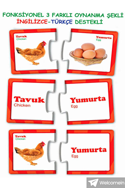 welcomein İlişki - Bağlantı Kurma 2-6 Yaş Eğlenceli Bulmacalar Puzzle Eşleştirme Zeka Kartları 60 Parça