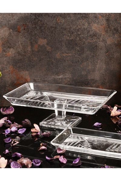 Paşabahçe Madlen Crystallin Serving Plates With And Without Foot 2 Pieces Fma06015 Fma06006 066oa 067oa