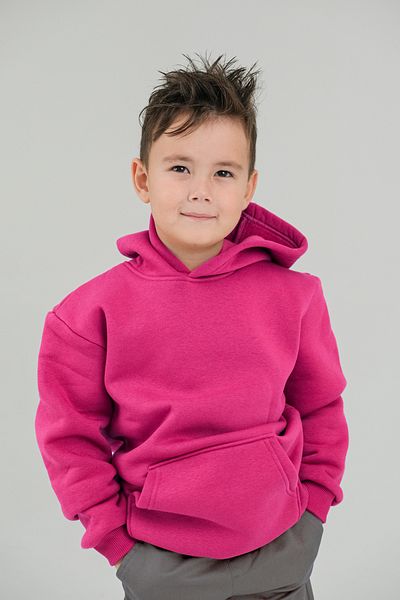 CALEMORE Unisex Pink Kids Sweatshirt - Hooded and Pocket