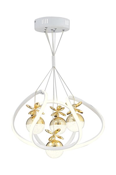 Apliqa Balca 4'lü Beyaz Gold 3 Renkli 50 Watt Ledli Modern Oturma Odası, Koridor, Salon Led Avize