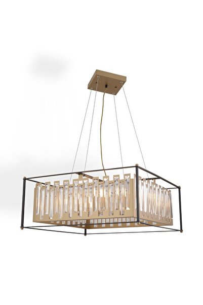 Apliqa Adran 8'li Siyah Eskitme Kristalli Taşlı Modern Tasarım Kristal Büyük Salon Avize