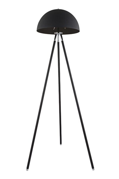 Apliqa Grant Siyah Krom 3 Ayaklı Modern Tasarım Köşe Ofis, Salon Lüks Lambader