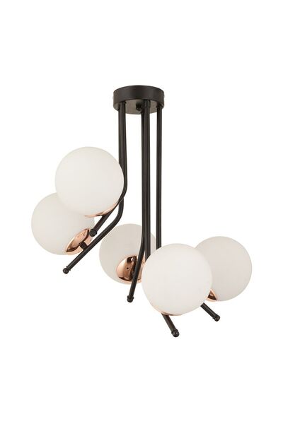 Apliqa Nida 5Li Siyah Bakır Modern Mutfak Yatak Odası Retro Salon Avize