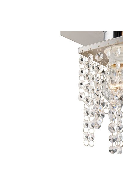 Apliqa Peter 4Lü Krom  Kristalli, Taşlı Modern Tasarım Kristal Salon Avize