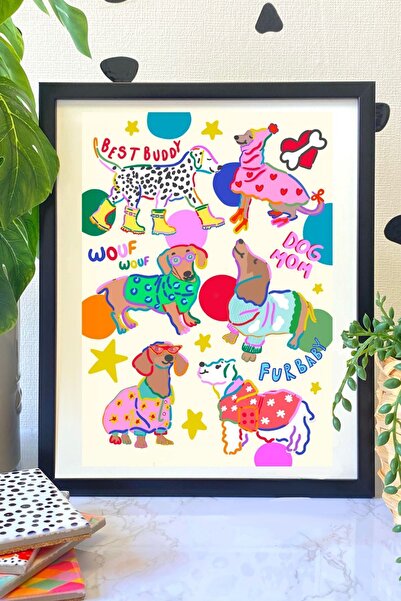 Hello Melody Design Εκτύπωση "DOG MOM" - Με μαύρο πλαίσιο, Συλλεκτικό "