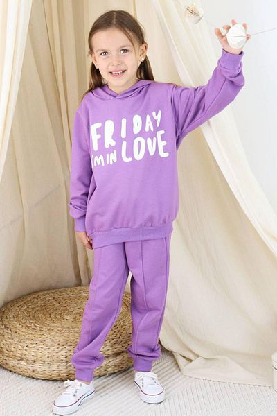 Riccotarz Κορίτσια - Σετ φόρμας Friday Printed, Hooded, Purple