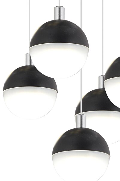 Apliqa Ekin 5'li Yuvarlak 62 Watt Siyah Ledli Kelebek Detaylı Modern Koridor, Yatak Odası Salon Sarkıt Led