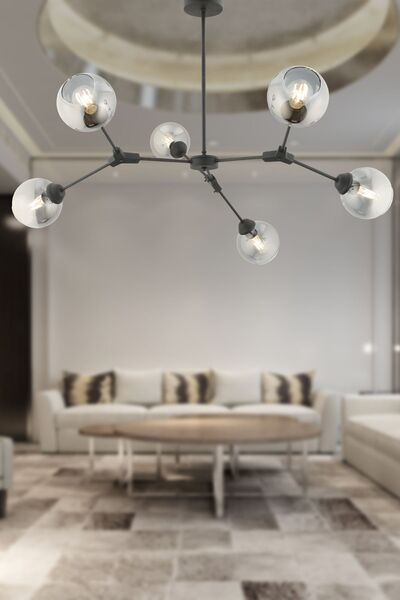 Apliqa BÜRKE 6LI AVİZE SİYAH Modern Koridor Yatak Odası Salon Avize