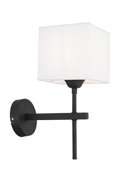 Apliqa Rory Tekli Beyaz Şapkalı Siyah Duvar Lambası Yatak Odası-yatak Başı-banyo Için Modern Aplik